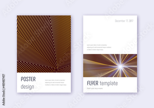 Minimalistic cover design template set. Gold abstr