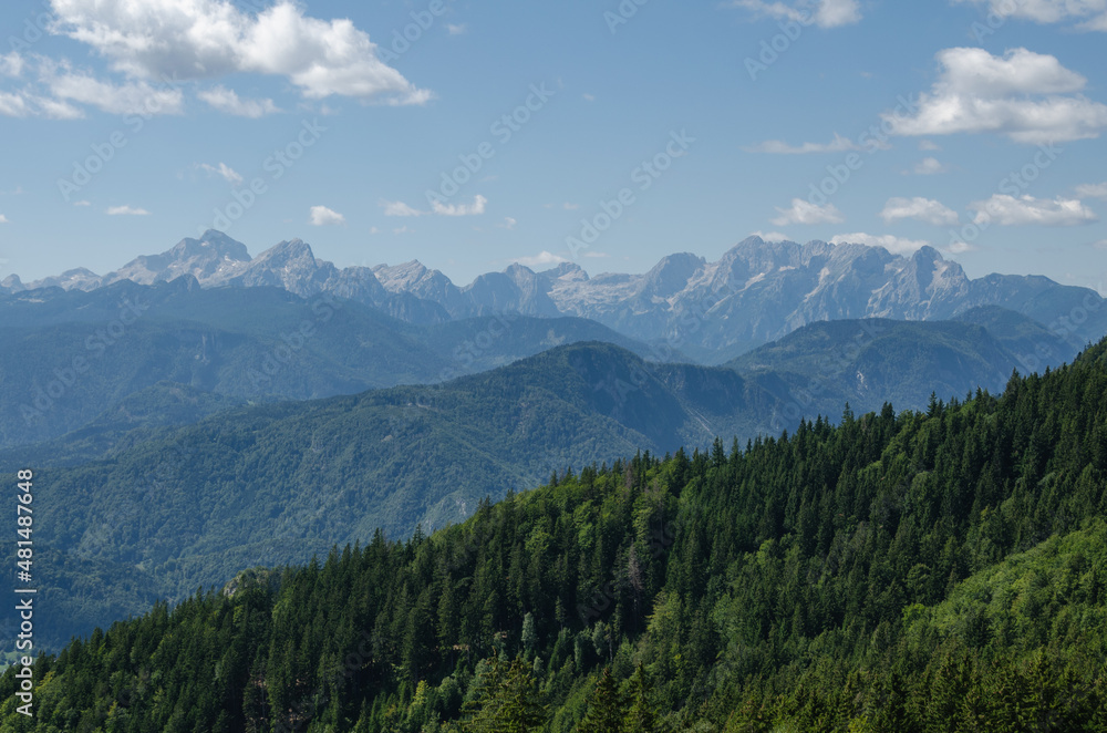 Panorama of Triglav National Park with Triglav mountain, Slovenia