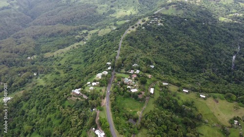 Hight flight over hill road with traffics