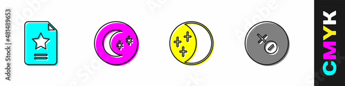 Set Star constellation zodiac, Moon and stars, Eclipse of the sun and Venus symbol icon. Vector