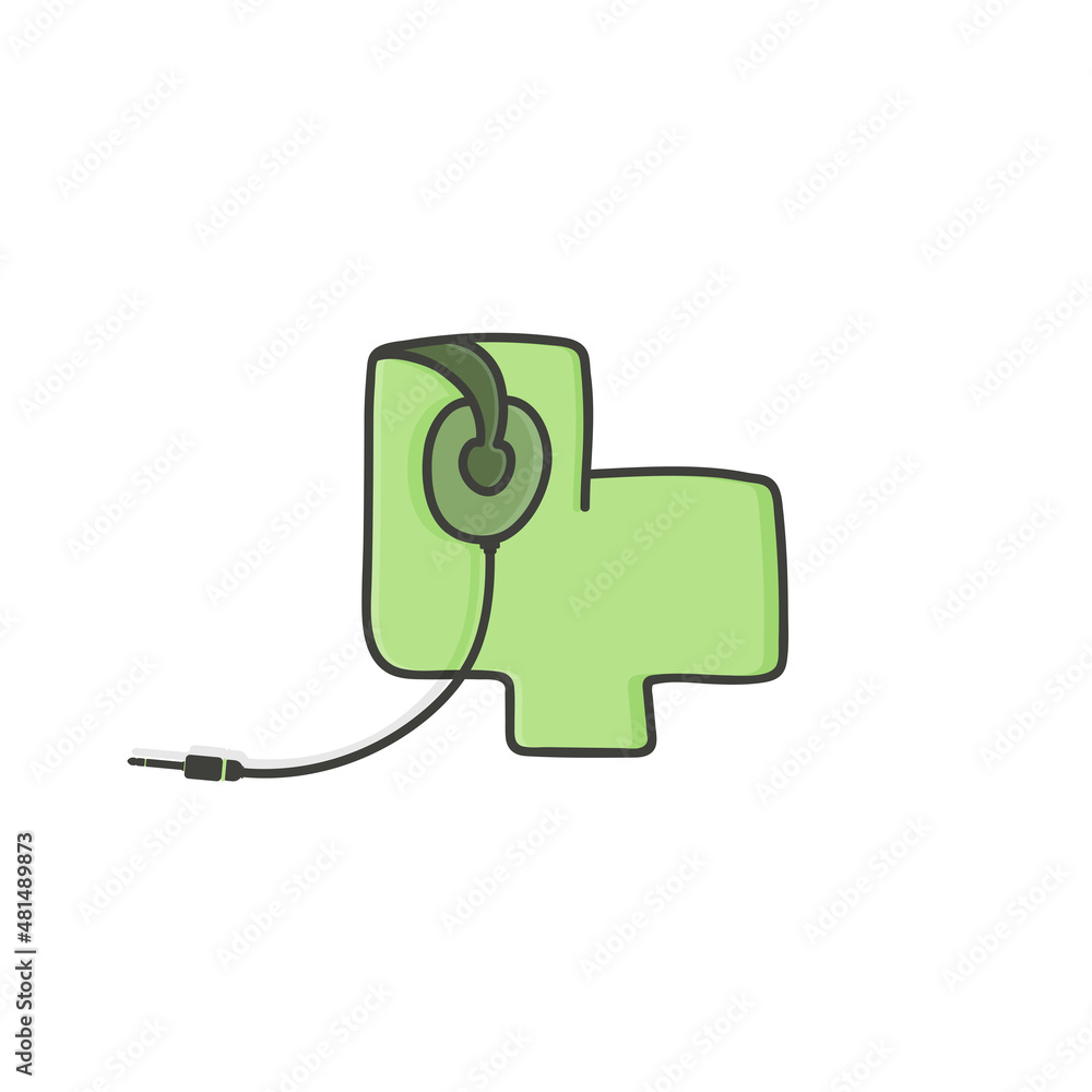 4 number headphone and jack design. Vector hand draw musical font for isolated music app and poster, musical element, vivid audio identity etc. 4 number headphone and jack design. Vector hand draw musical font for isolated music app and poster, musical element, vivid audio identity etc.