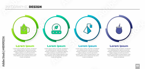 Set Cup of tea with leaf, Tea, bag and Mate. Business infographic template. Vector