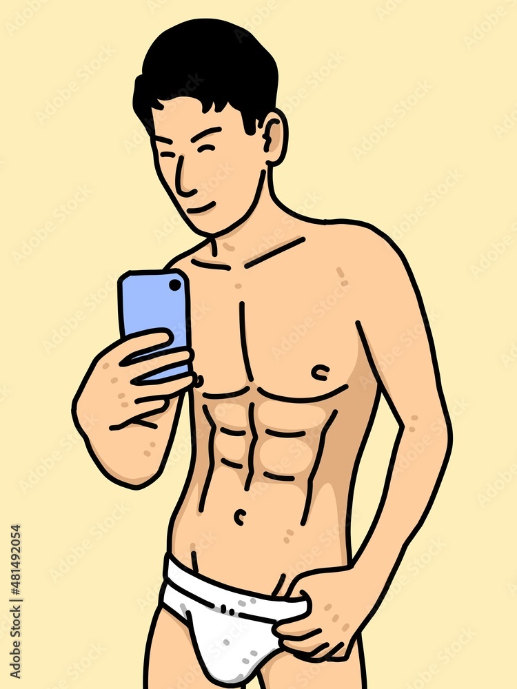 Fototapeta premium cute man cartoon on yellow background