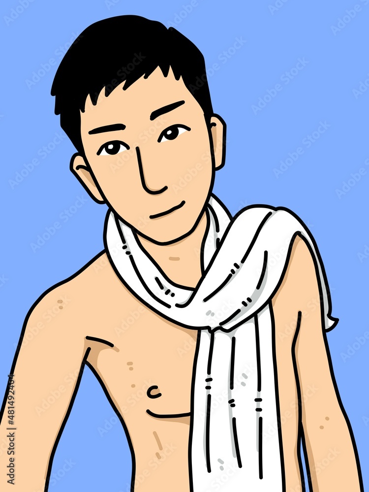 Fototapeta premium cute man cartoon on blue background