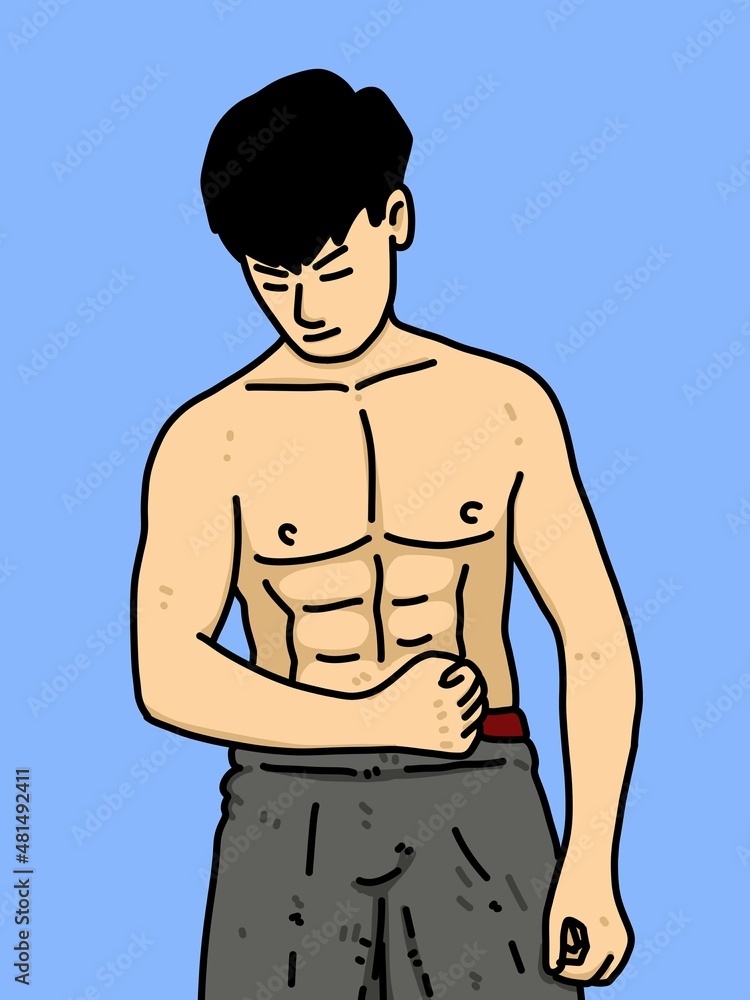 Fototapeta premium cute man cartoon on blue background