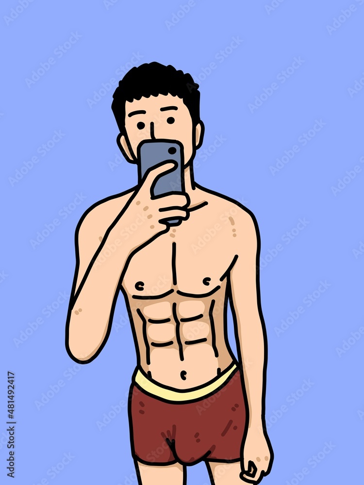 cute man cartoon on blue background cute man cartoon on blue background