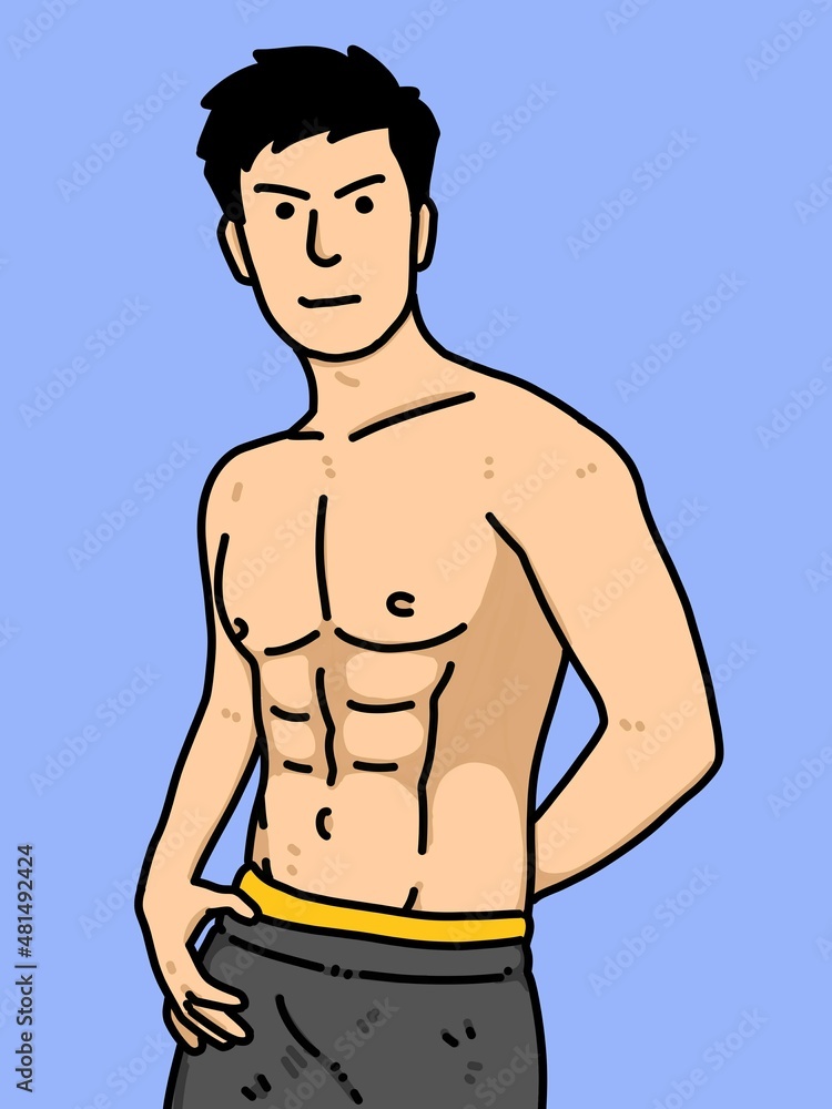 Fototapeta premium cute man cartoon on blue background