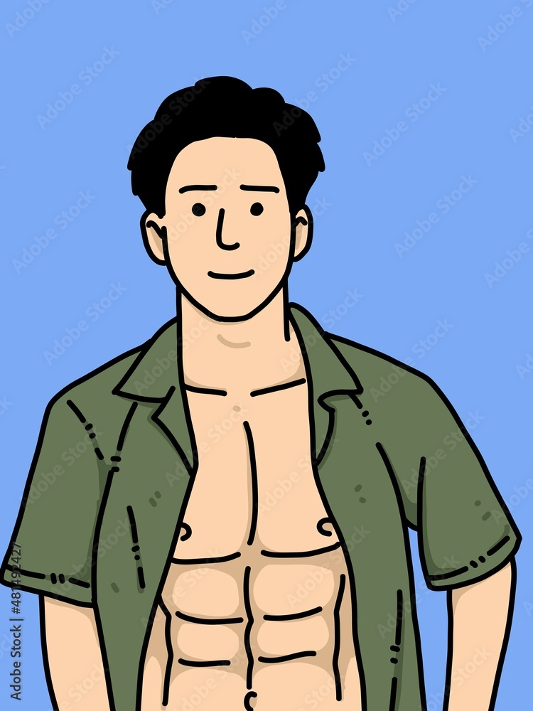 Fototapeta premium cute man cartoon on blue background