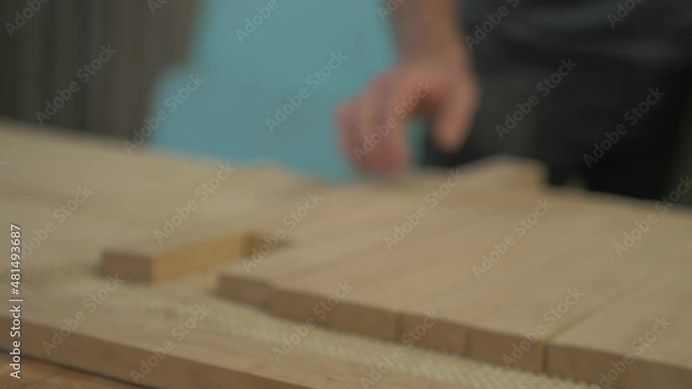 Biscuit jointer being used with white oak timber furniture framing Biscuit jointer being used with white oak timber furniture framing