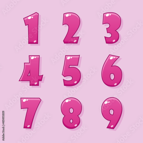 UI design. Number buttons for games and apps. Vector cartoon icons.