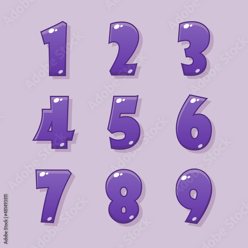 UI design. Number buttons for games and apps. Vector cartoon icons.