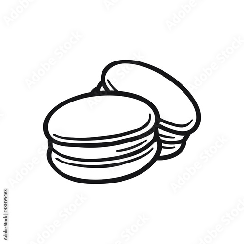 Black 2 sweet macaroons line icon. Simple sweetness flat design pictogram, clipart vector illustration for app logo web banner button ui ux interface elements isolated on white background