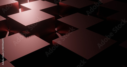 Render with red cubes in dark light