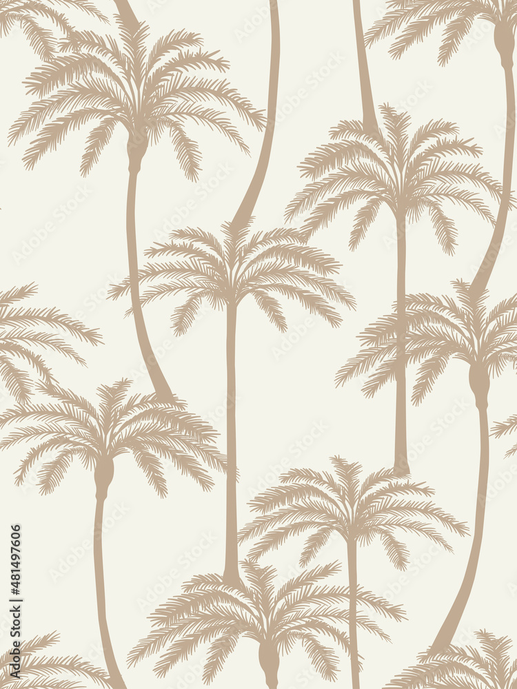 Palm tree pattern in earthy colors. Vector seamless pattern