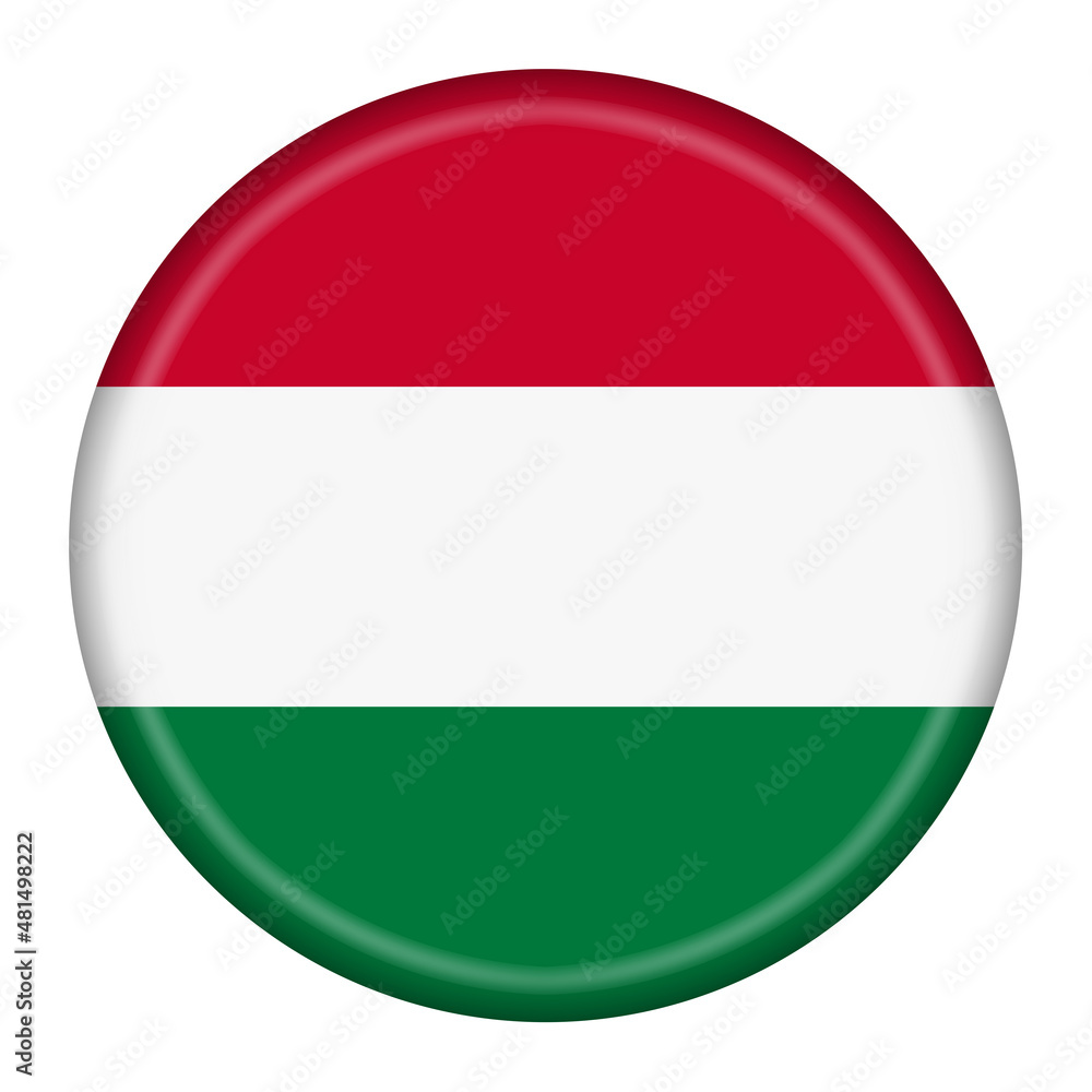 Hungary flag button 3d illustration with clipping path Hungary flag button 3d illustration with clipping path