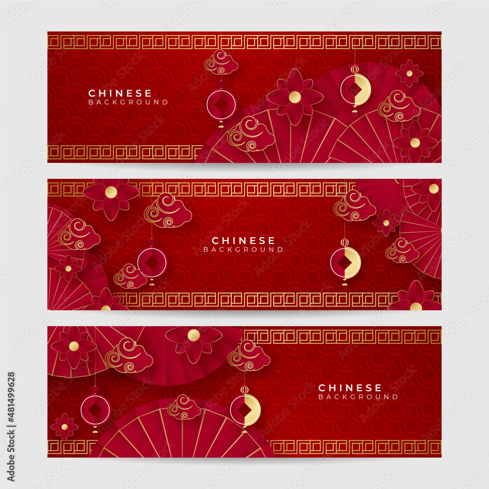 Chinese new year 2022 year of the tiger red and gold flower and asian elements paper cut with craft style on background. Universal chinese background banner. Vector illustration Chinese new year 2022 year of the tiger red and gold flower and asian elements paper cut with craft style on background. Universal chinese background banner. Vector illustration