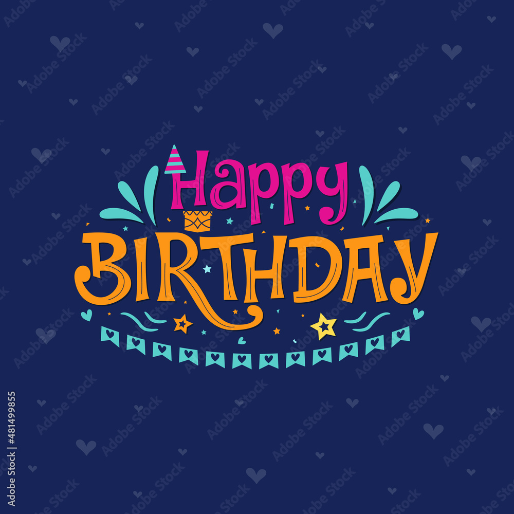 Happy birthday lettering on blue background Free Vector

