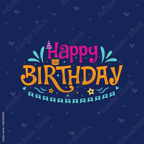 Happy birthday lettering on blue background Free Vector  