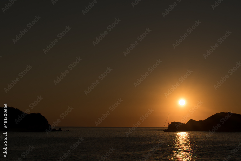 landscape of beaches at dawn. rising Sun