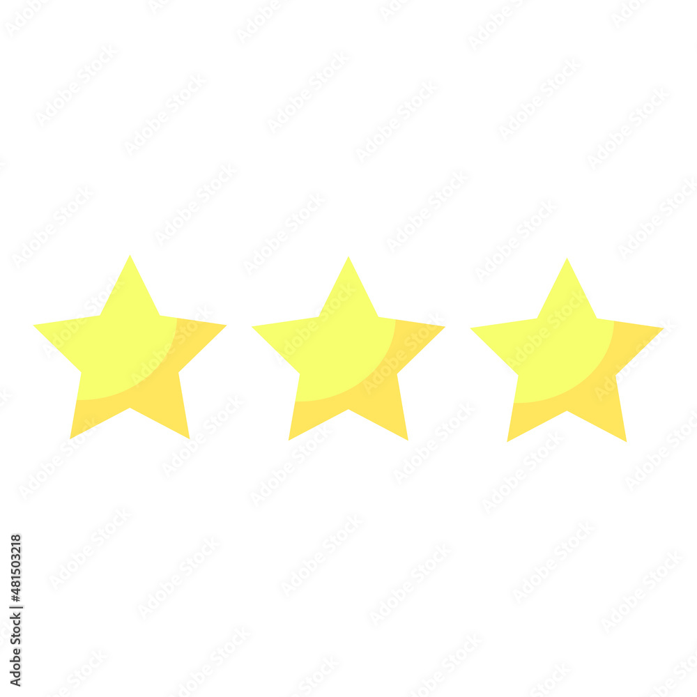 Three golden star icon. Rate element. Winner symbol. Modern design. Flat style. Vector illustration. Stock image. Three golden star icon. Rate element. Winner symbol. Modern design. Flat style. Vector illustration. Stock image.