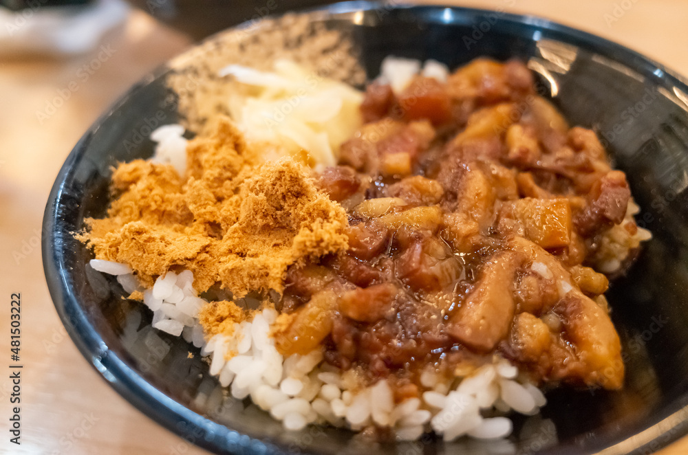 Taiwanese snacks of Chinese braised pork on rice Taiwanese snacks of Chinese braised pork on rice