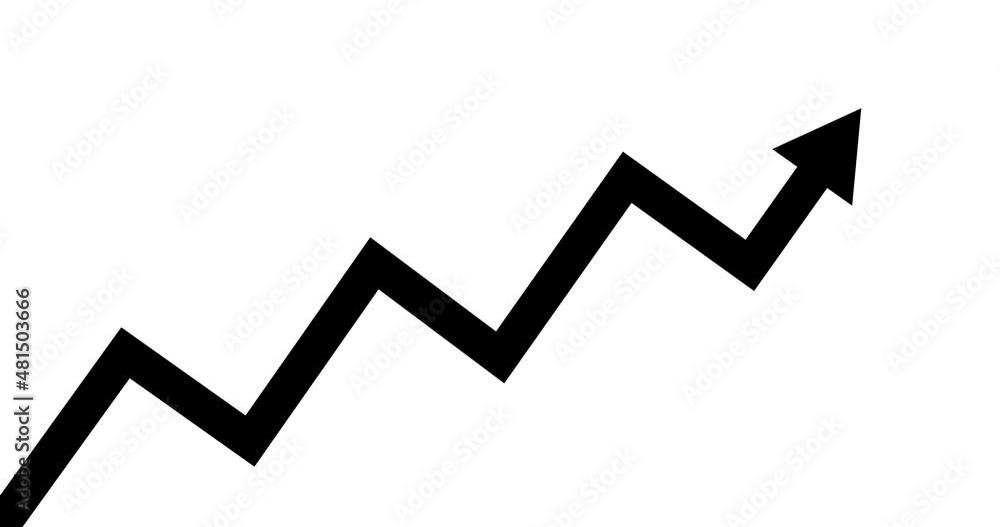 Animated Arrow Growth Chart Isolated on White Background Economics Animated Arrow Growth Chart Isolated on White Background Economics