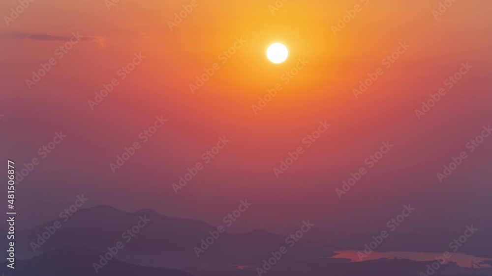 timelapse sunrise at moring over mountain and river timelapse sunrise at moring over mountain and river