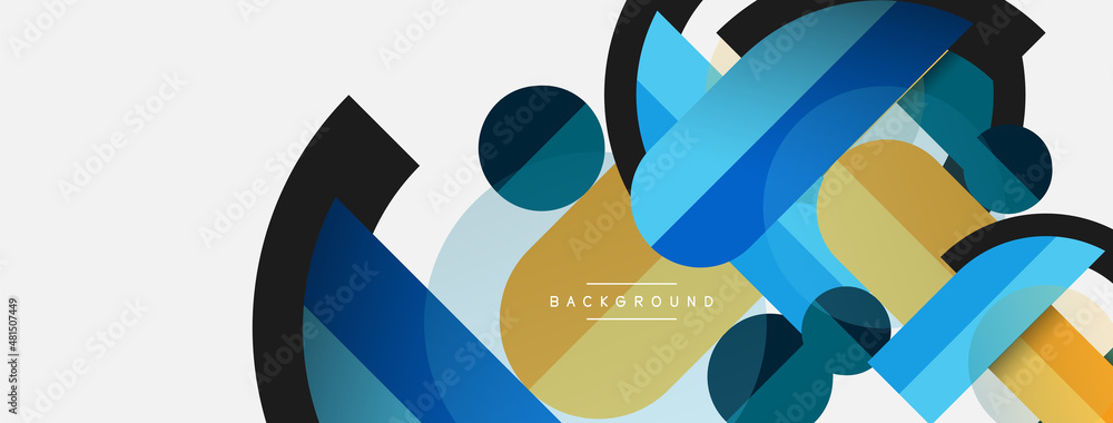 Geometric shapes composition abstract background. Circles lines and rectangles. Vector illustration for wallpaper banner background or landing page Geometric shapes composition abstract background. Circles lines and rectangles. Vector illustration for wallpaper banner background or landing page