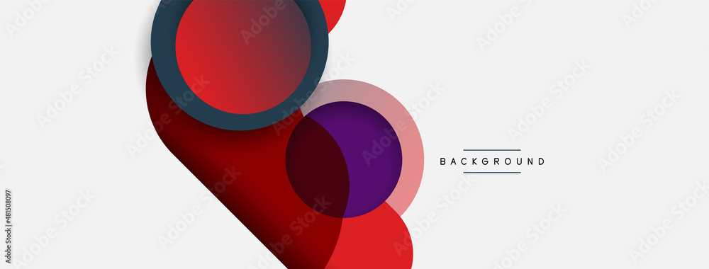 Vector round shapes circles minimal geometric background. Vector illustration for wallpaper banner background or landing page