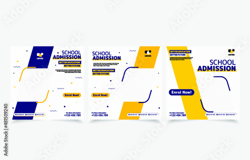 School admission social media post banner design. back to school social media post banner design set.