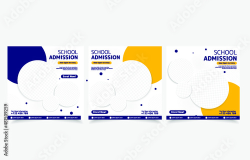 School admission social media post banner design. back to school social media post banner design set.