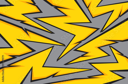 Abstract background with yellow spikes and zigzag line pattern 