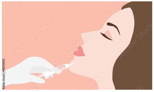 Doctor in medical gloves with syringe injects fillers and botox for rejuvenating wrinkle and anti aging non surgical mesotherapy treatment for face vector illustration

