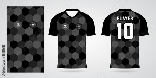 black sports shirt jersey design template