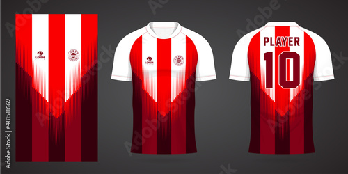 red sports shirt jersey design template