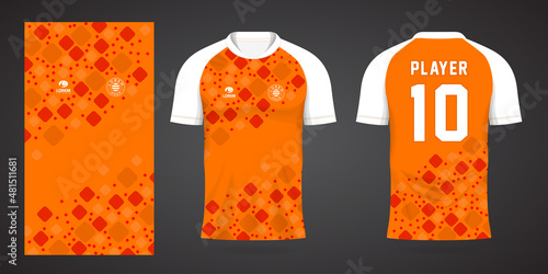 orange sports shirt jersey design template