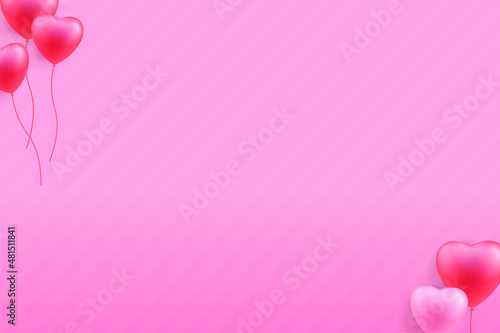 background 3d heart flying on pink background. Vector symbols of love for Happy Women's, Mother's, Valentine's Day, birthday greeting card design.