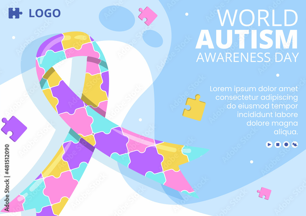 Fototapeta premium World Autism Awareness Day Brochure Template Flat Illustration Editable of Square Background Suitable for Social media or Greetings Card