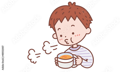 スープをフーフーする子ども