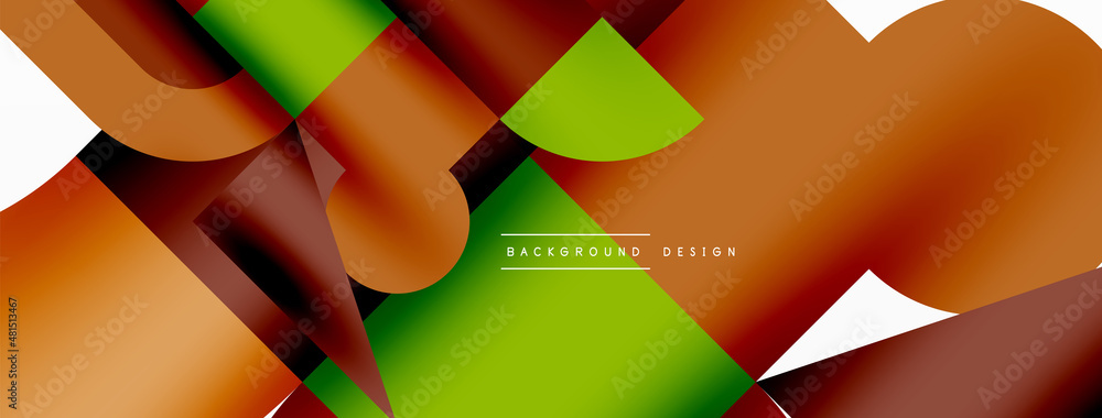Circle and square geometric background. Round shapes with squares and triangles composition for wallpaper, banner, background or landing Circle and square geometric background. Round shapes with squares and triangles composition for wallpaper, banner, background or landing