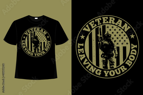 T-shirt veteran america flag typography vintage illustration