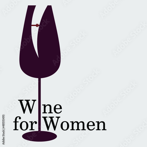 minimal abstract logo of wine in the form of a glass with a decollete