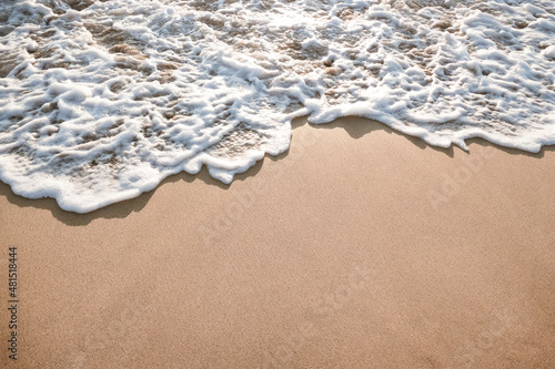 Beach shore wave close up background with copy space