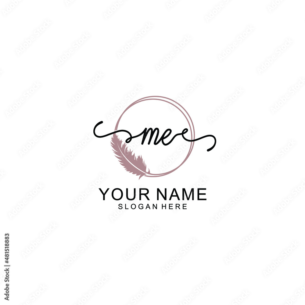 Initial ME beauty monogram and elegant logo design handwriting logo of initial signature Initial ME beauty monogram and elegant logo design handwriting logo of initial signature