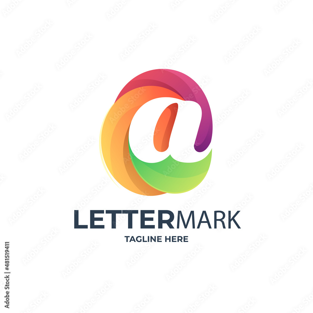 Letter A and Abstract shape combination logo concept