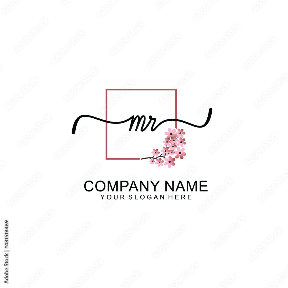 Initial MR beauty monogram and elegant logo design handwriting logo of initial signature Initial MR beauty monogram and elegant logo design handwriting logo of initial signature