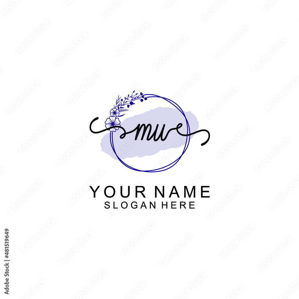 Initial MU beauty monogram and elegant logo design handwriting logo of initial signature Initial MU beauty monogram and elegant logo design handwriting logo of initial signature