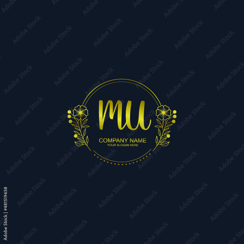 MU initial hand drawn wedding monogram logos MU initial hand drawn wedding monogram logos