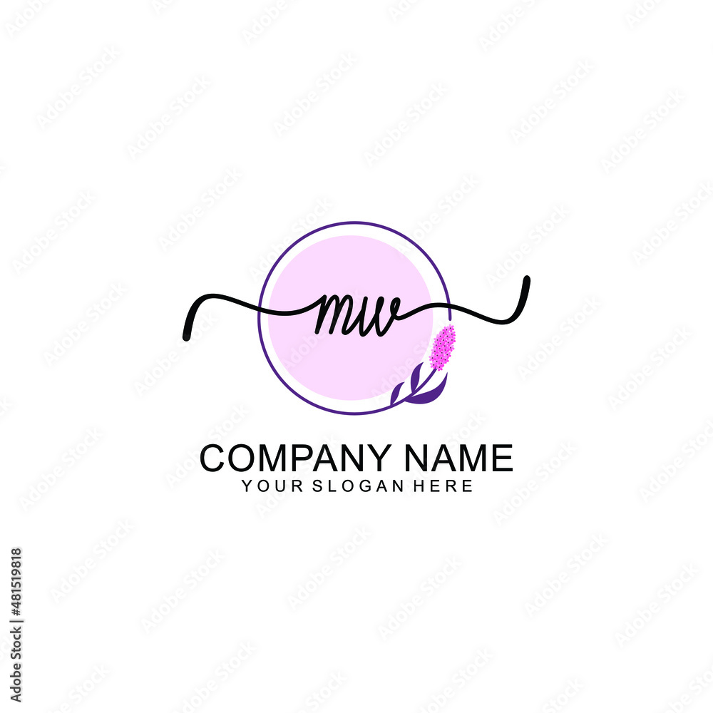 Initial MW beauty monogram and elegant logo design  handwriting logo of initial signature