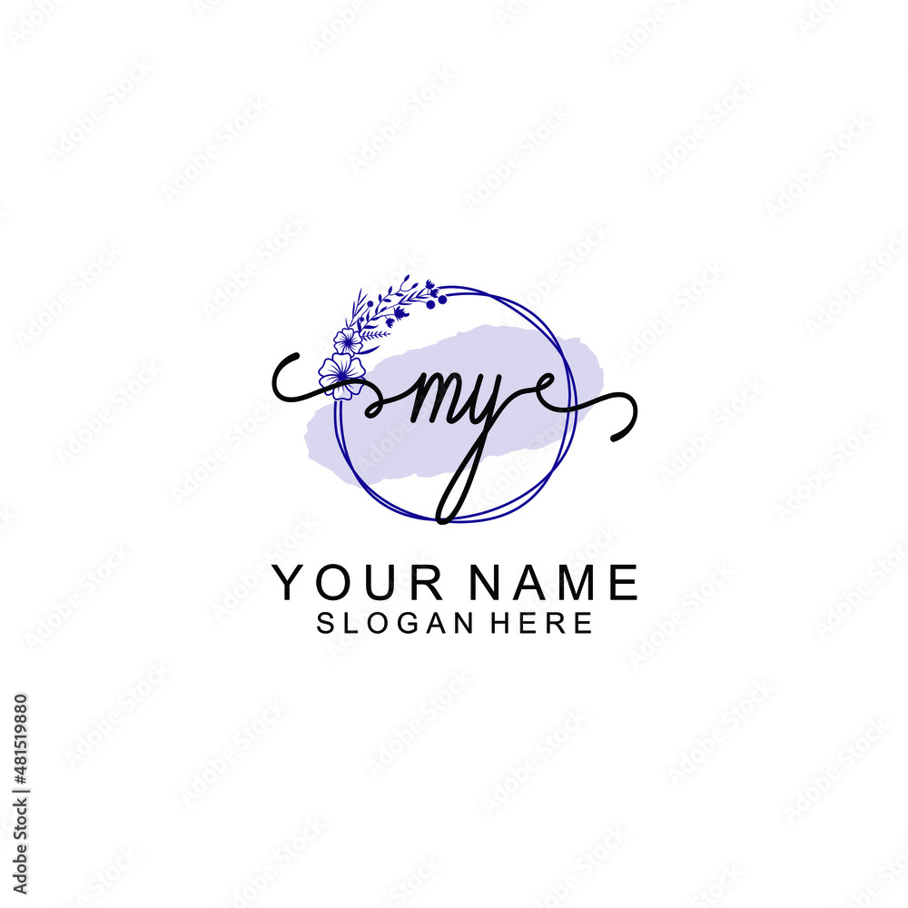 Initial MY beauty monogram and elegant logo design handwriting logo of initial signature Initial MY beauty monogram and elegant logo design handwriting logo of initial signature